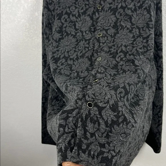 Talbots Shirt Women 3X Gray Floral Palampore Jacquard Tapestry Button Back Tunic - Picture 9 of 9
